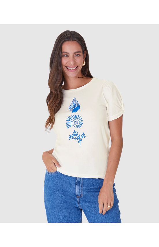Camiseta Feminina Estampa Efeito Relevo Em Algodão