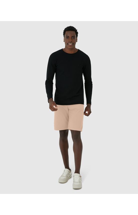 Bermuda Masculina Cintura Média Em Sarja Com Elastano