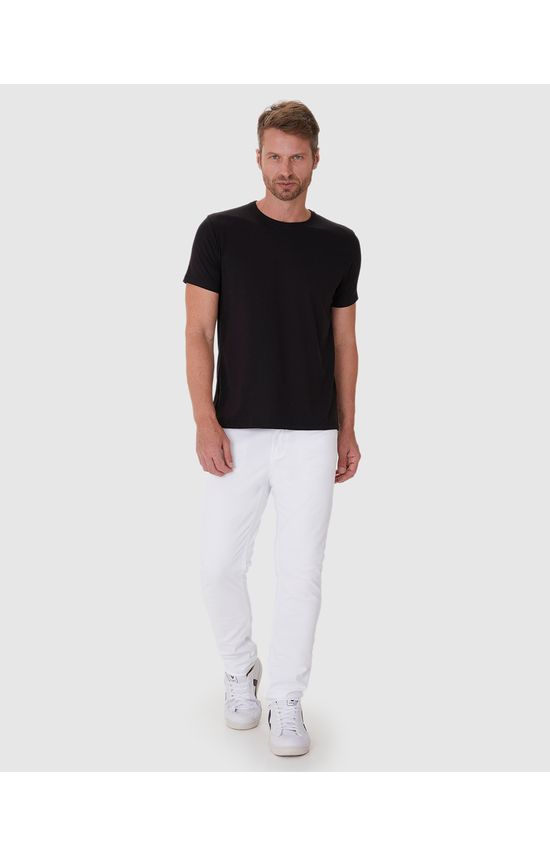 Calça Masculina Slim Cintura Média Em Sarja Com Elastano