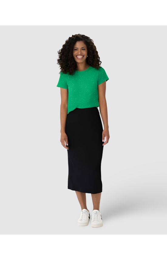 Blusa Básica Feminina Manga Curta Em Viscose Botonê Stretch