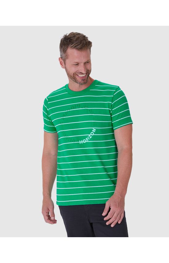 Camiseta Masculina Manga Curta Horizon Em Malha Listrada