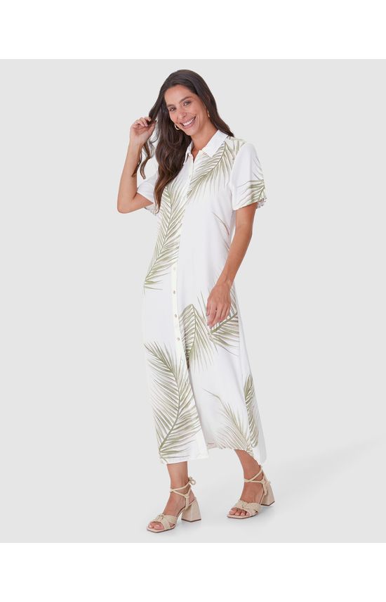 Vestido Chemise Feminino Estampado Em Viscose