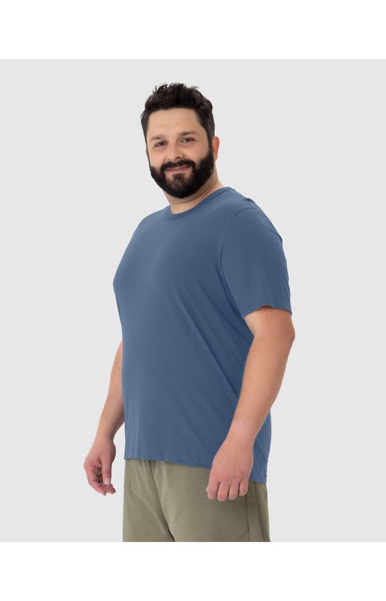 Camiseta Básica Masculina Plus Size Decote Redondo Em Algodão