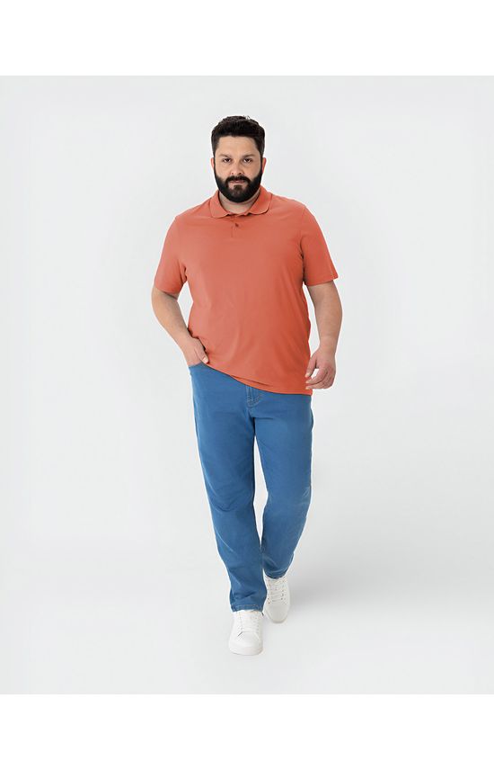 Camisa Polo Básica Masculina Plus Size Em Algodão