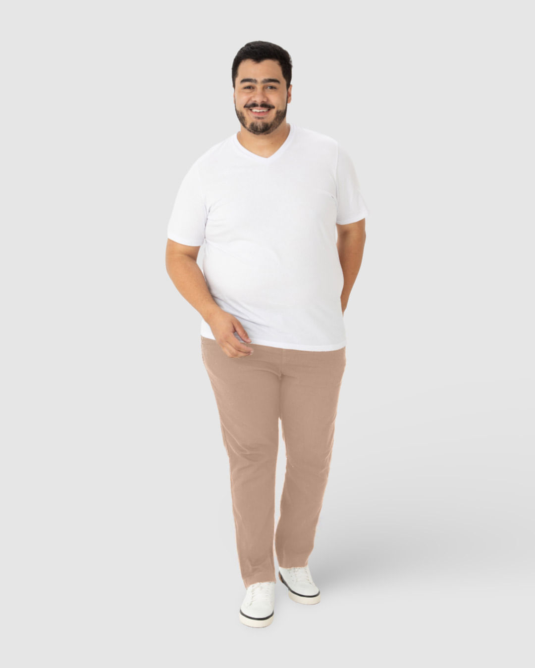 Calça Masculina Plus Size Chino Em Sarja Com Elastano