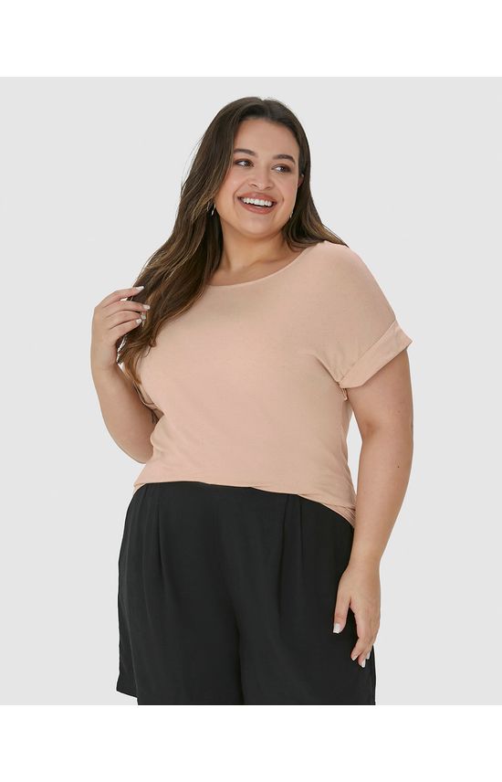Blusa Feminina Plus Size Ampla Em Malha Viscolinho Stretch