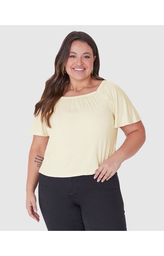 Blusa Feminina Plus Size Ampla Em Malha Viscolinho Stretch