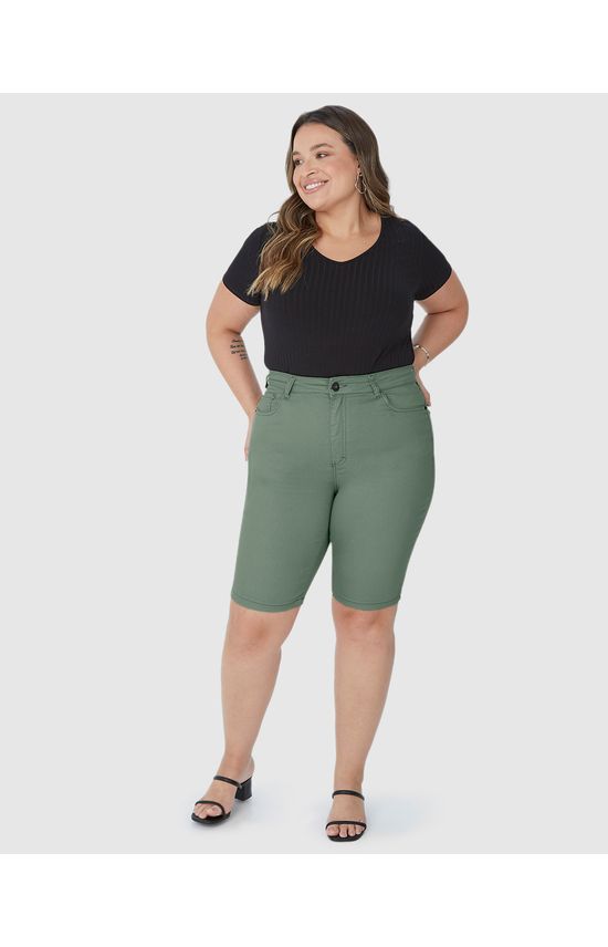 Bermuda Feminina Plus Size Ciclista Em Flex Jeans