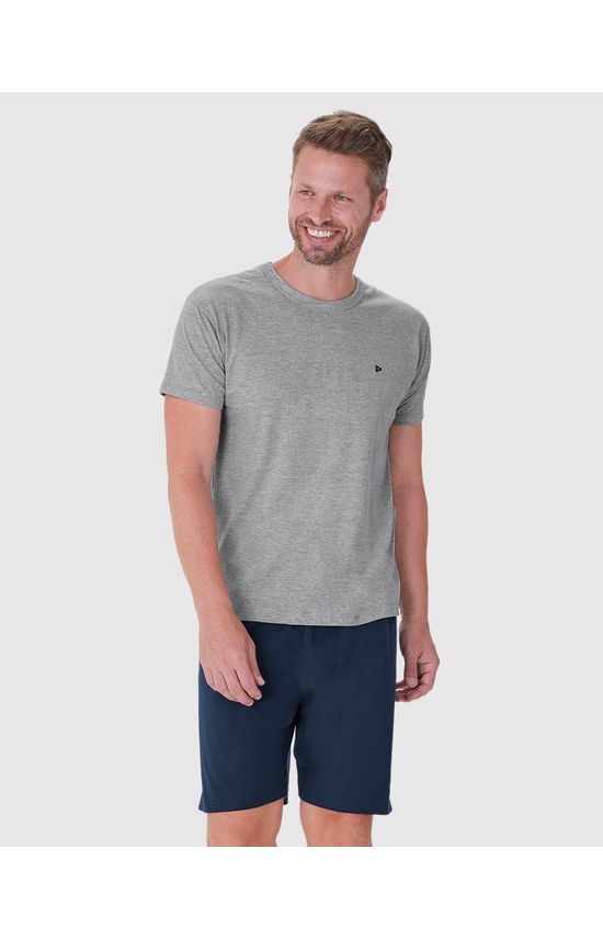 Pijama Masculino Camiseta E Shorts Em Algodão