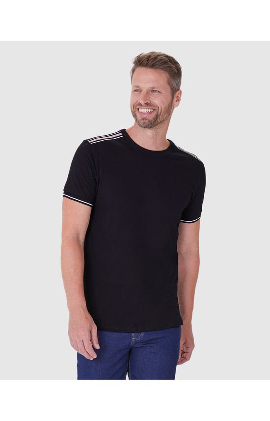 Camiseta Masculina Com Detalhe Retilínea Em Algodão