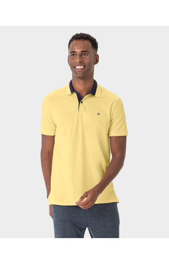 Camisa Polo Masculina Gola Contraste Em Piquet Stretch