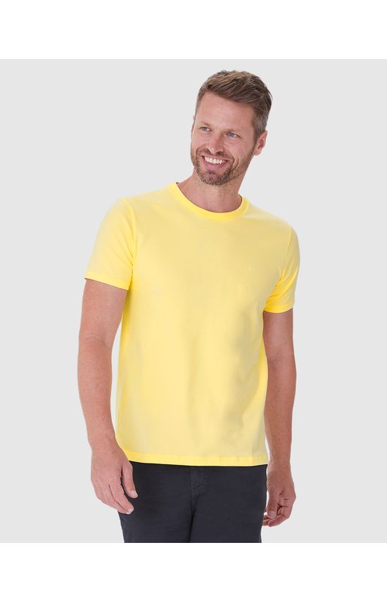 Camiseta Básica Masculina Bordado Peitoral Em Algodão