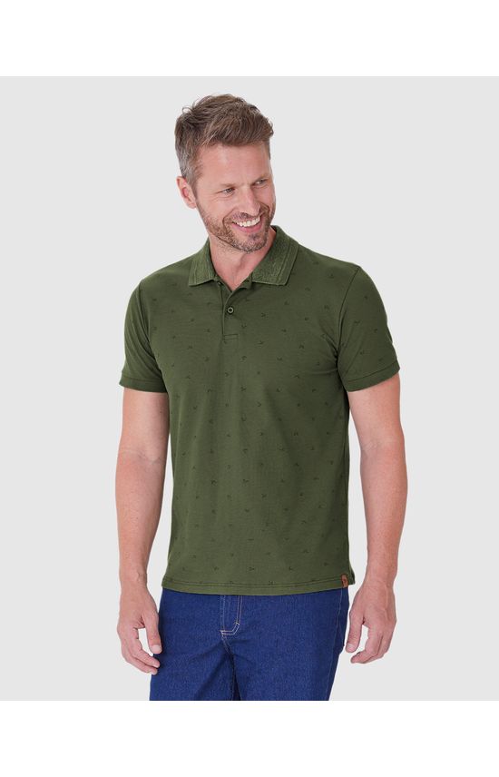 Camisa Polo Masculina Com Estampa Em Piquet Stretch