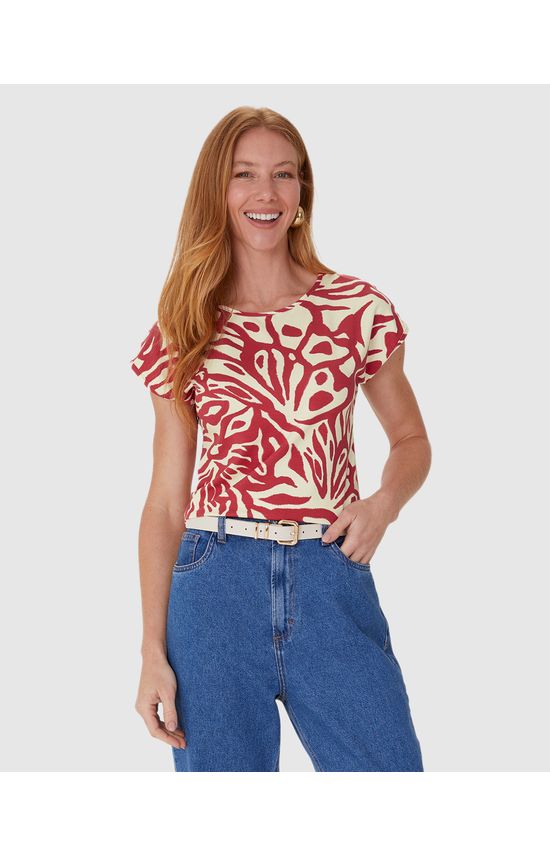 Blusa Feminina Estampada Manga Sem Cava Em Viscose Stretch