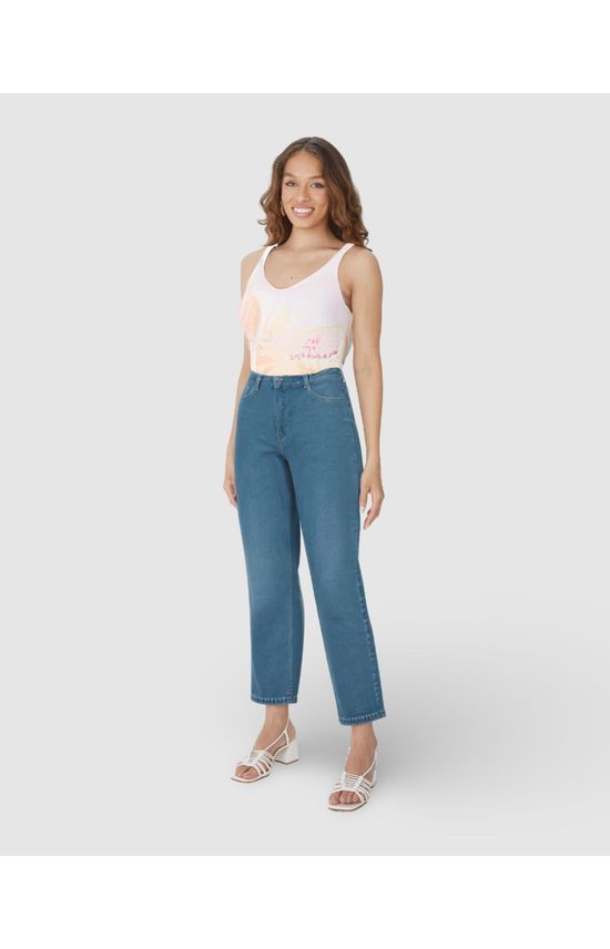 Regata Feminina Estampada Decote V Em Malha Viscolinho Stretch
