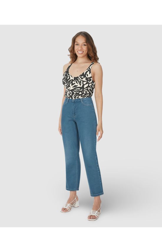 Regata Feminina Estampada Decote V Em Malha Viscolinho Stretch