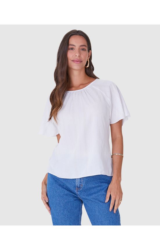 Blusa Feminina Manga Ampla Em Viscose Lurex