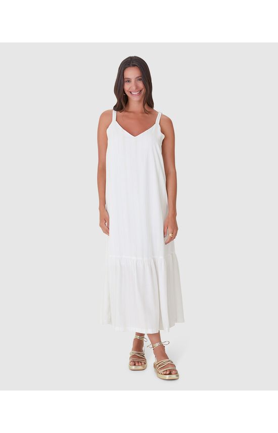 Vestido Midi Feminino Alça Regulável Em Viscose Lurex