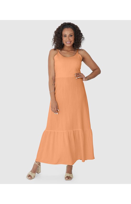 Vestido Longo Feminino Com Amarração Nas Costas Em Viscolinho