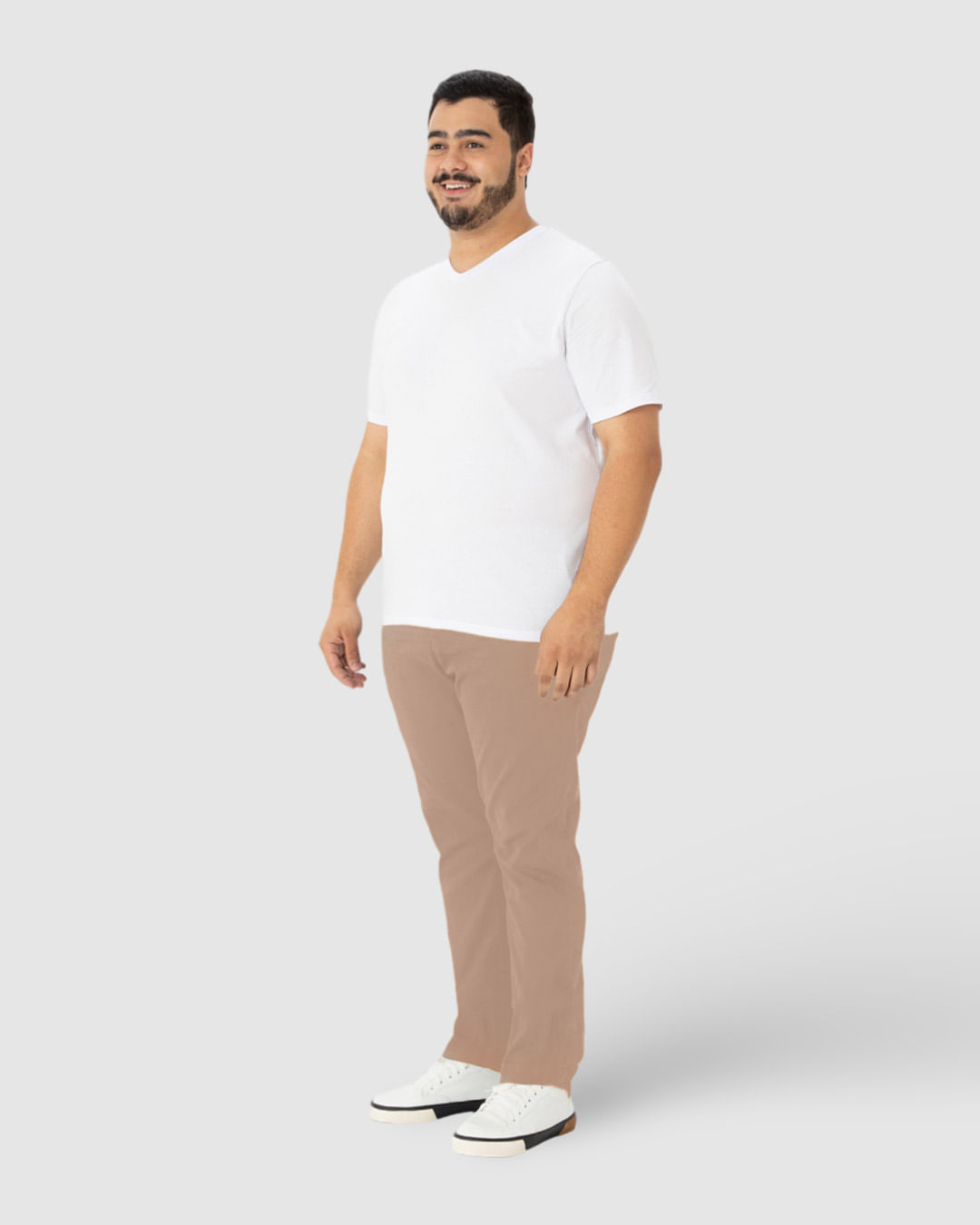 Calça Masculina Plus Size Chino Em Sarja Com Elastano - Imagem 17