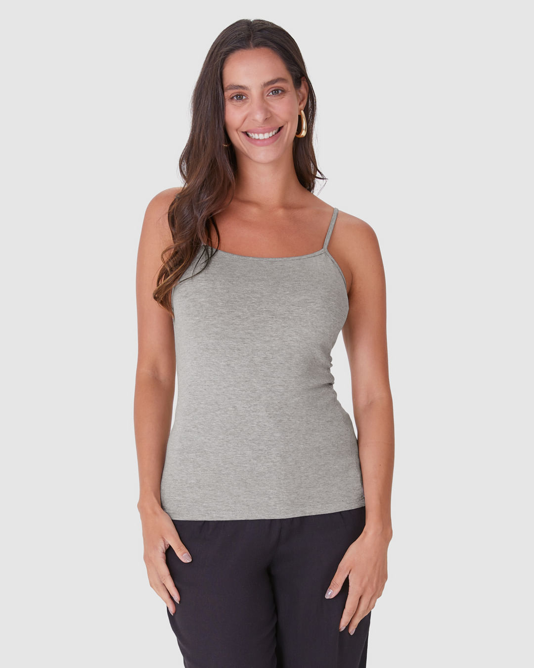 Regata Básica Feminina Alça Fina Em Algodão - Imagem 9