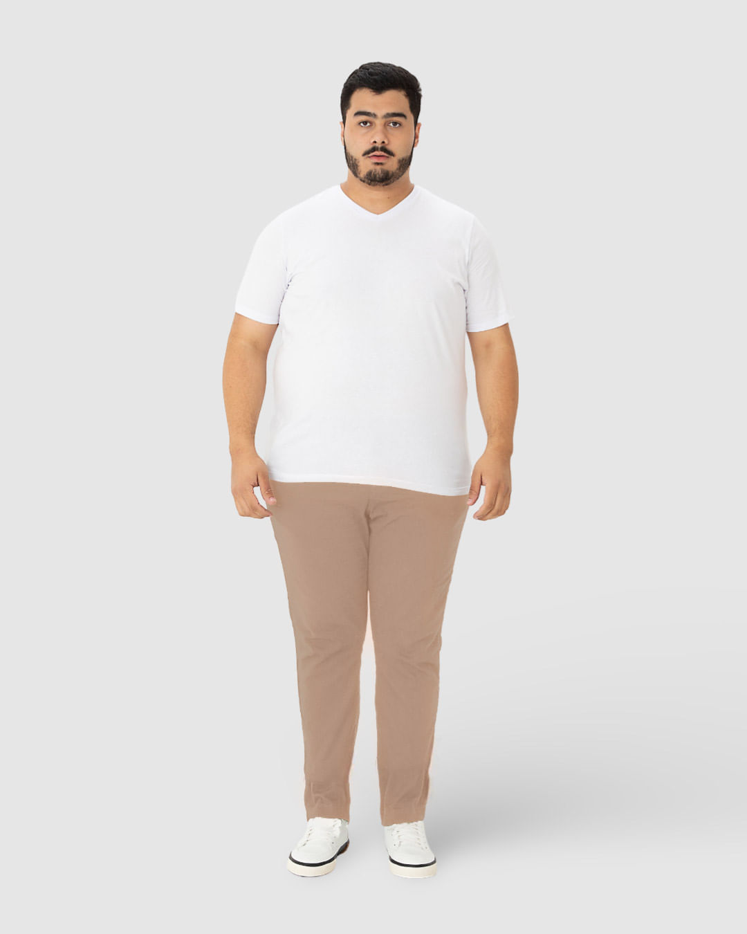 Calça Masculina Plus Size Chino Em Sarja Com Elastano - Imagem 19