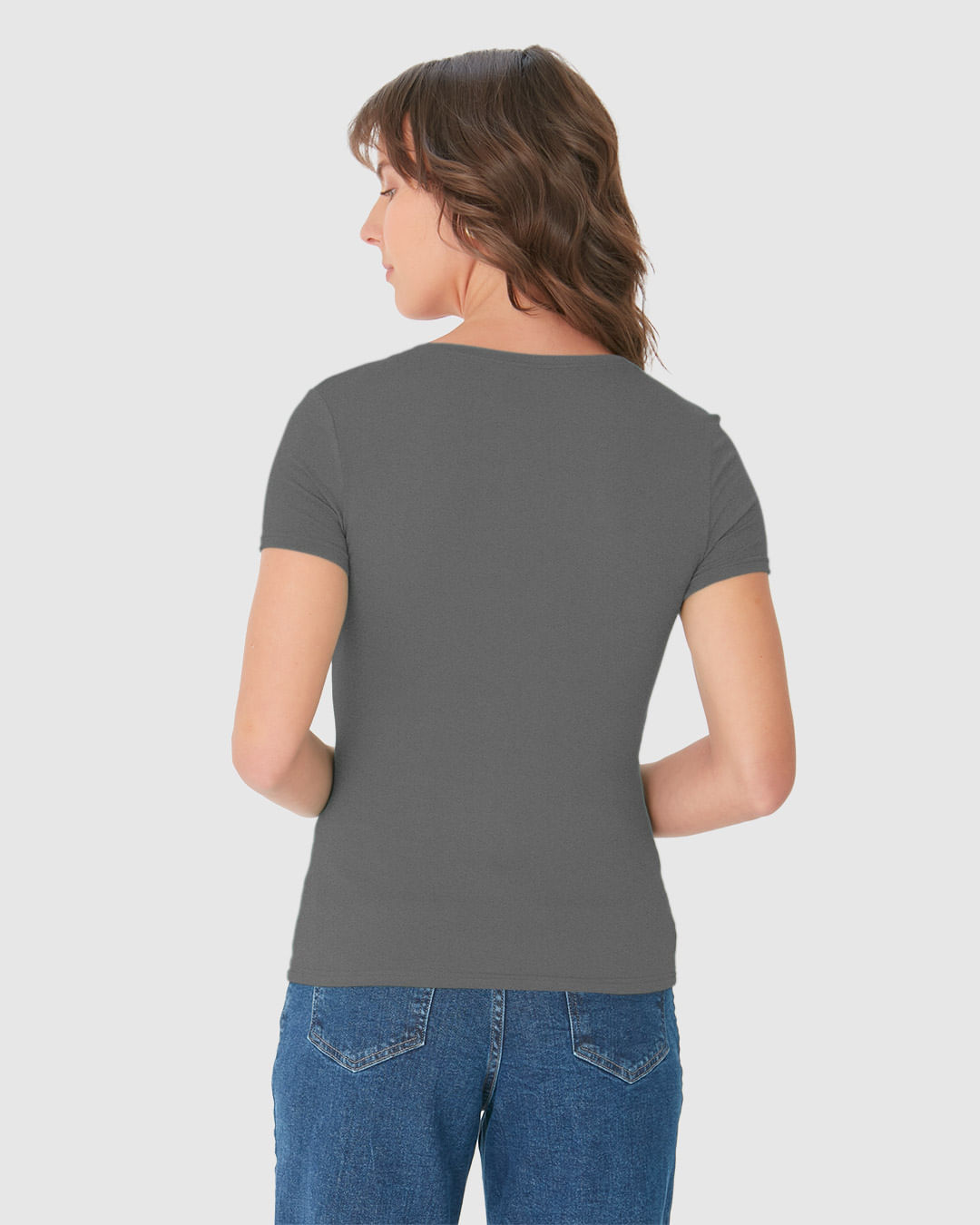 Blusa Básica Feminina Decote V Em Viscose Stretch - Imagem 30