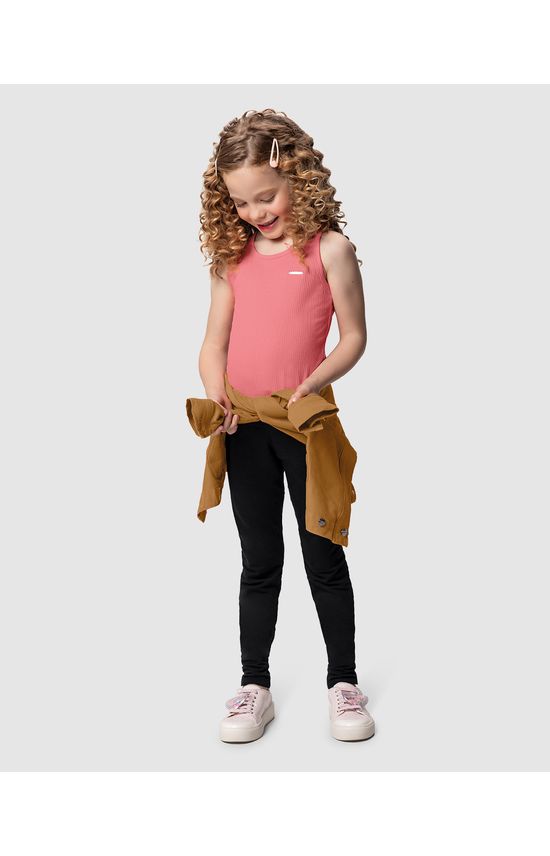 Blusa Menina Decote Redondo Em Malha Canelada Carinhoso