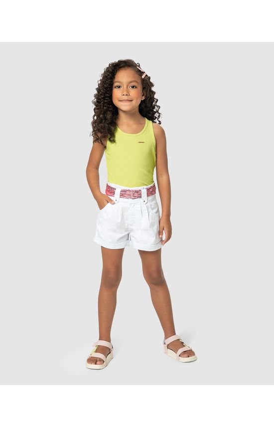 Blusa Menina Decote Redondo Em Malha Canelada Carinhoso