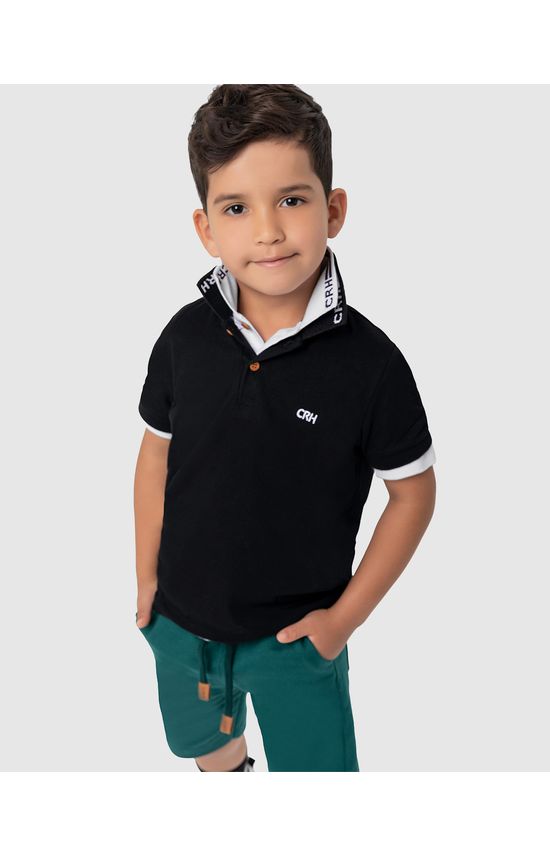 Camisa Polo Menino Retilínea Personalizada Em Meia Malha Carinhoso