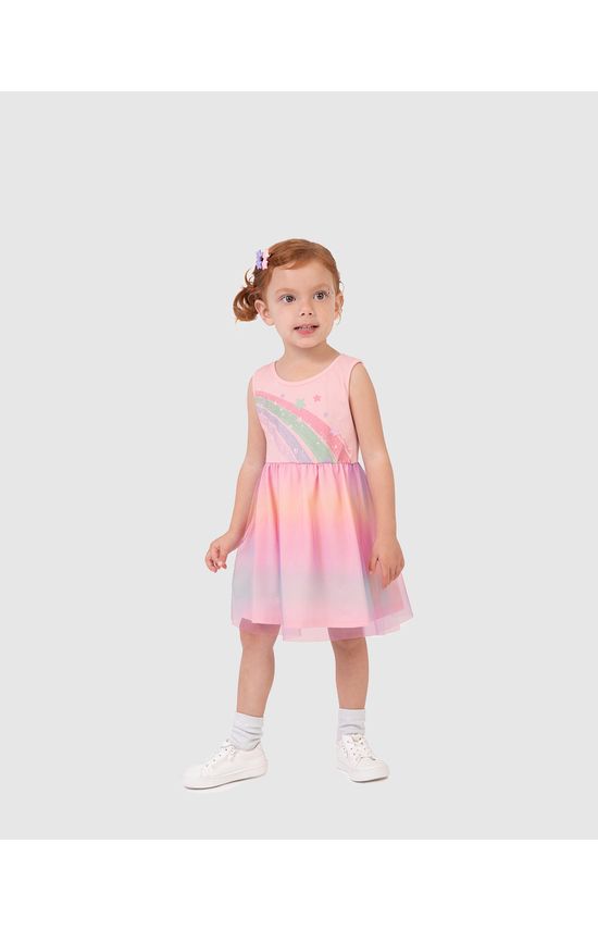Vestido Infantil Estampa Glitter Em Algodão Com Tule - Carnaval Malwee Kids