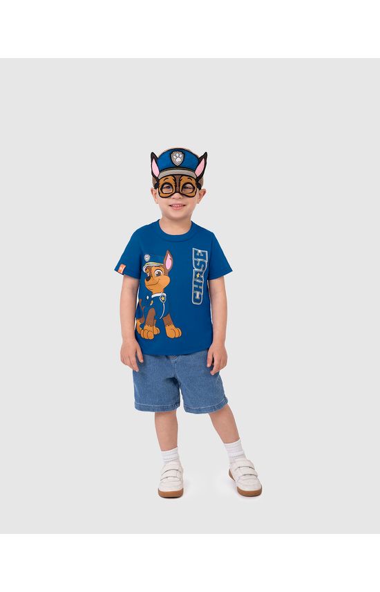 Camiseta Infantil Unissex Patrulha Canina + Máscara Em Algodão Malwee Kids