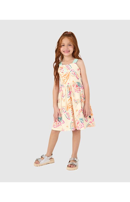 Vestido Infantil Estampa Borboleta Em Algodão Malwee Kids