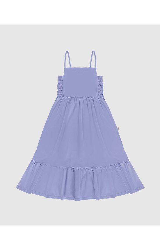 Vestido Infantil Midi Rodado Detalhe Elástico Em Algodão Malwee Kids