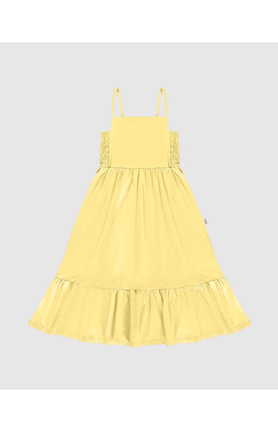 Vestido Infantil Midi Rodado Detalhe Elástico Em Algodão Malwee Kids