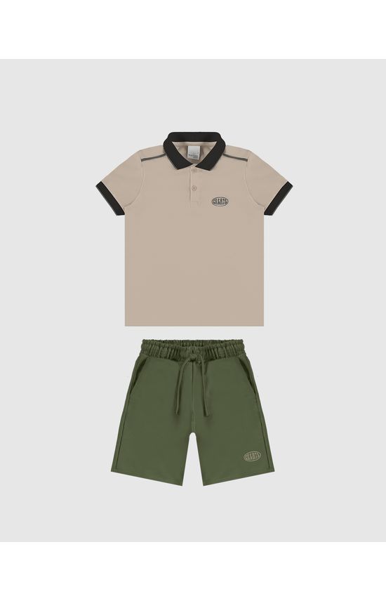 Conjunto Infantil Menino Camisa Polo + Bermuda Em Moletom Malwee Kids