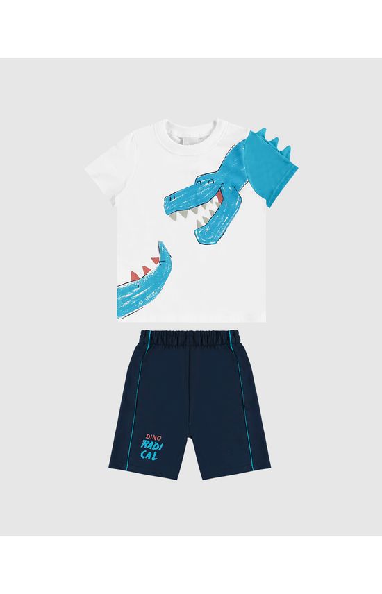 Conjunto Infantil Menino Camiseta Com Aplique Em Algodão Malwee Kids