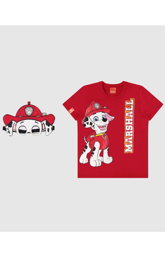 Camiseta Infantil Unissex Patrulha Canina + Máscara Em Algodão Malwee Kids