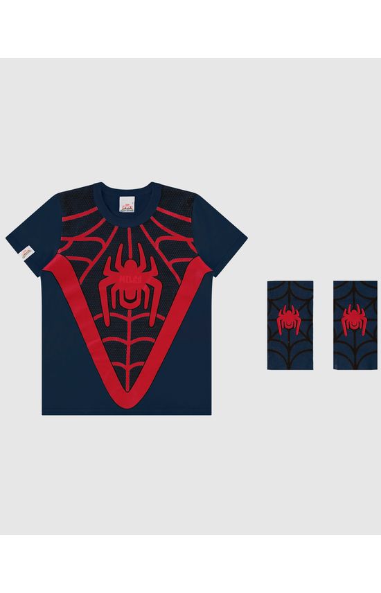 Camiseta Infantil Menino Homem-Aranha + Luva Temática Em Algodão Malwee Kids