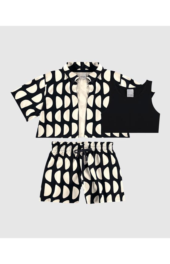 Conjunto Infantil Menina 3 Peças Com Estampa Abstrata Em Algodão Malwee Kids