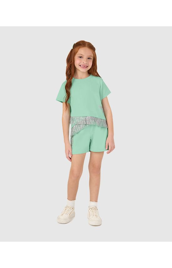 Conjunto Infantil Menina Blusa Com Franjas Brilho - Carnaval Malwee Kids