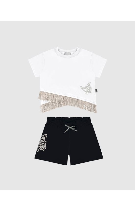 Conjunto Infantil Menina Blusa Com Franjas Brilho - Carnaval Malwee Kids