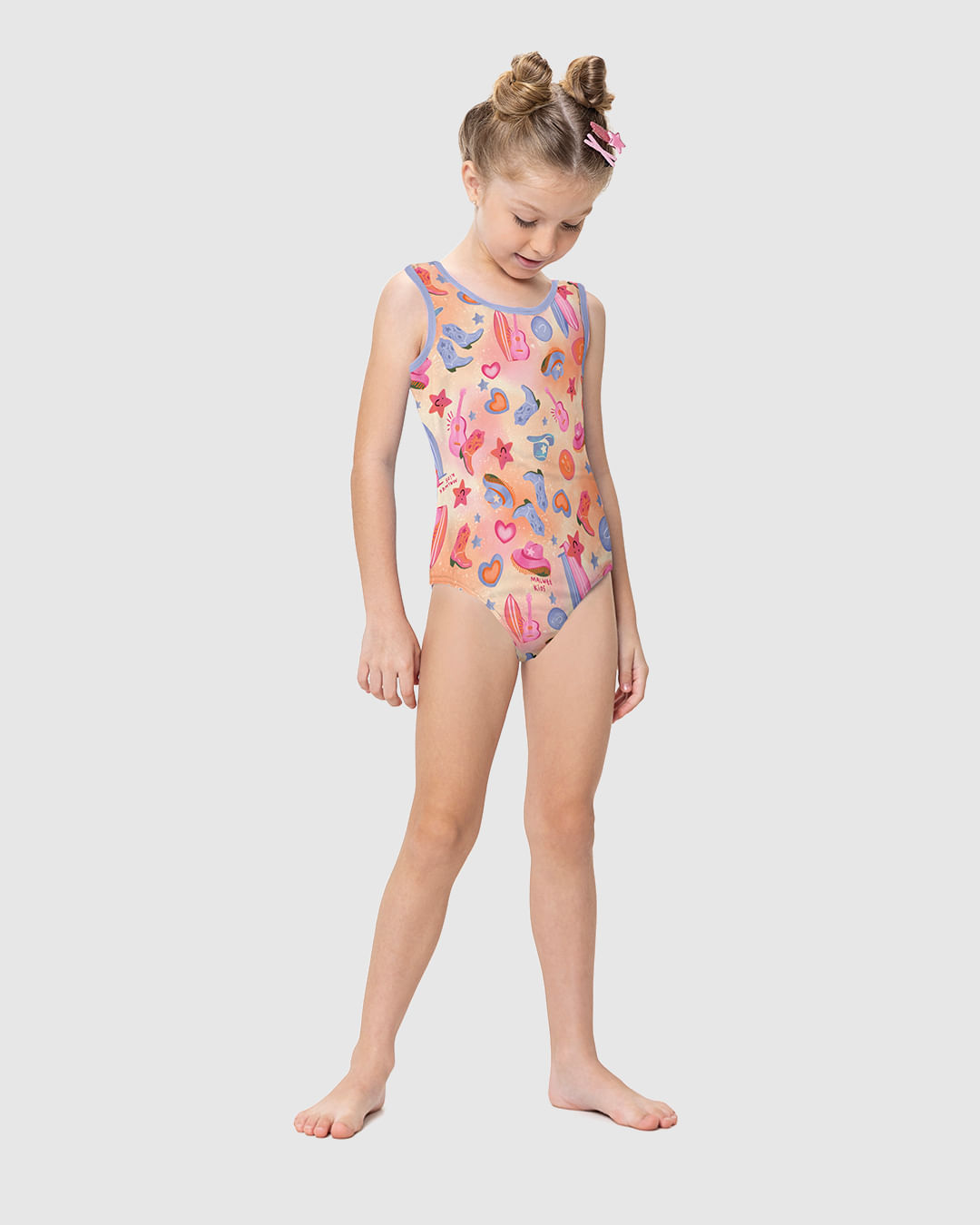 Maiô Infantil Menina Estampado em Malha UV50+ Malwee Kids