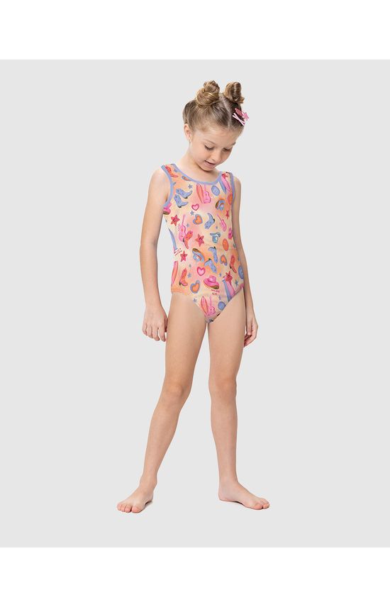 Maiô Infantil Menina Estampado Em Malha UV50+ Malwee Kids