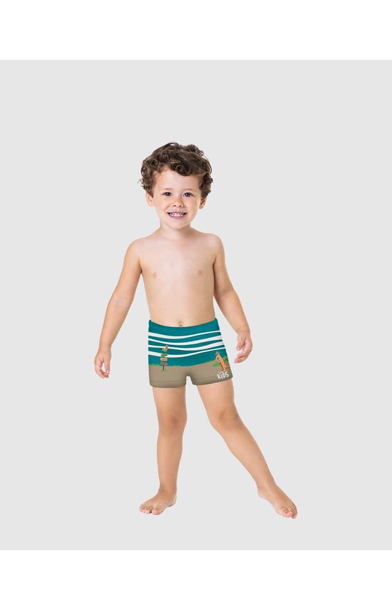 Sunga Boxer Infantil Menino Estampada Em Malha UV50+ Malwee Kids