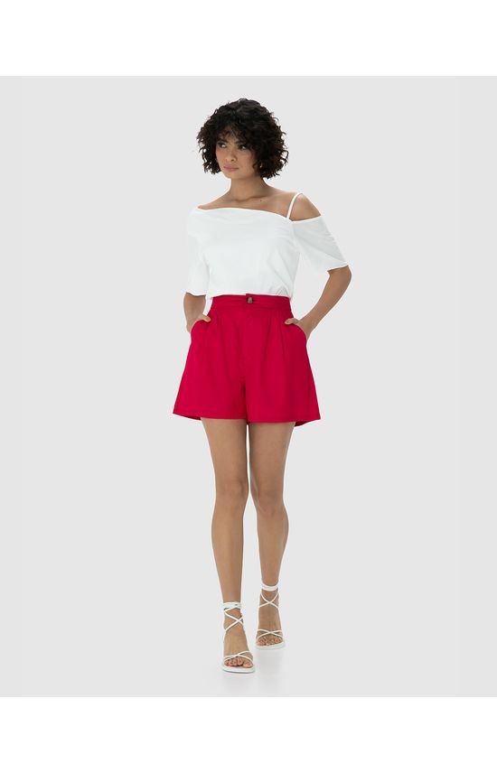 Shorts Feminino Alfaiataria Bolso Faca Em Crepe - ENFIM