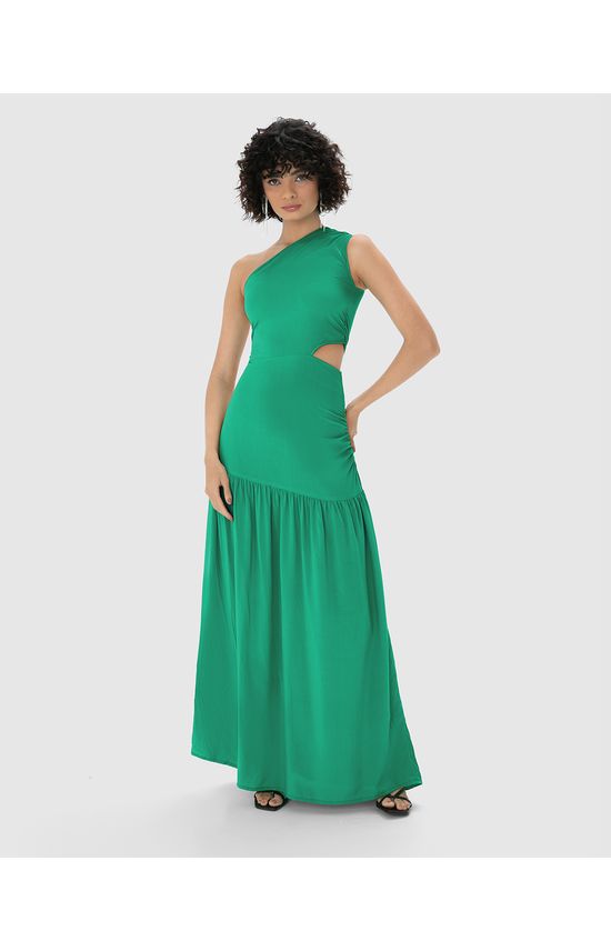 Vestido Longo Feminino Assimétrico Decote Ombro Só Em Viscose - ENFIM