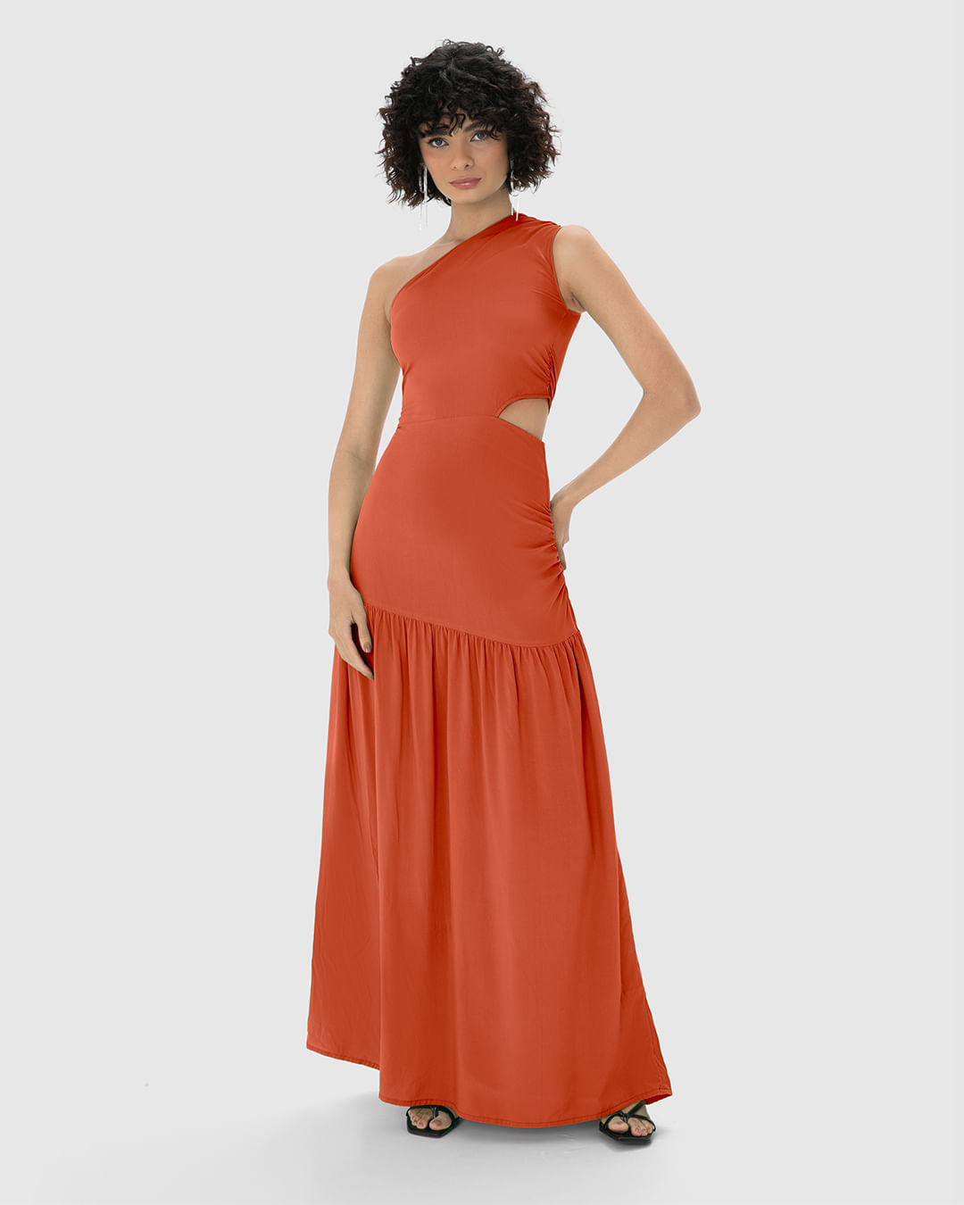 Vestido Longo Feminino Assimétrico Decote Ombro Só em Viscose - ENFIM