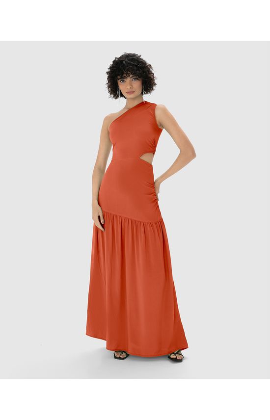 Vestido Longo Feminino Assimétrico Decote Ombro Só Em Viscose - ENFIM