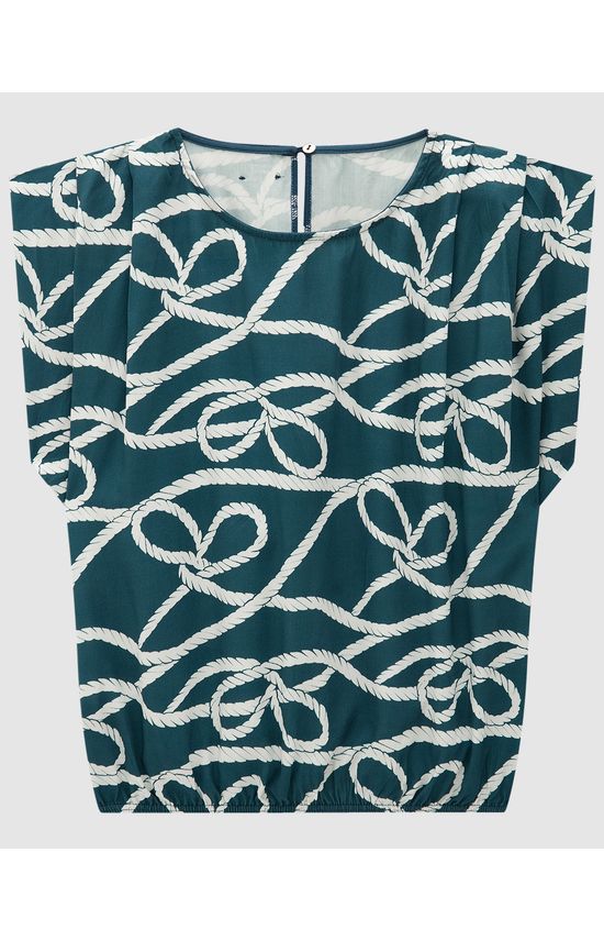 Blusa Box Feminina Estampa Navy Em Viscose - ENFIM